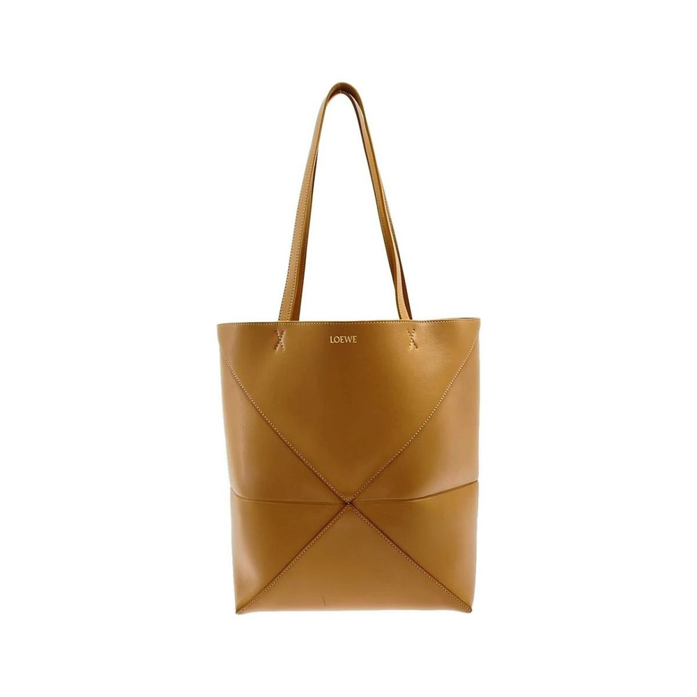LOEWE Puzzle Fold tote tan desert signature origami Brown